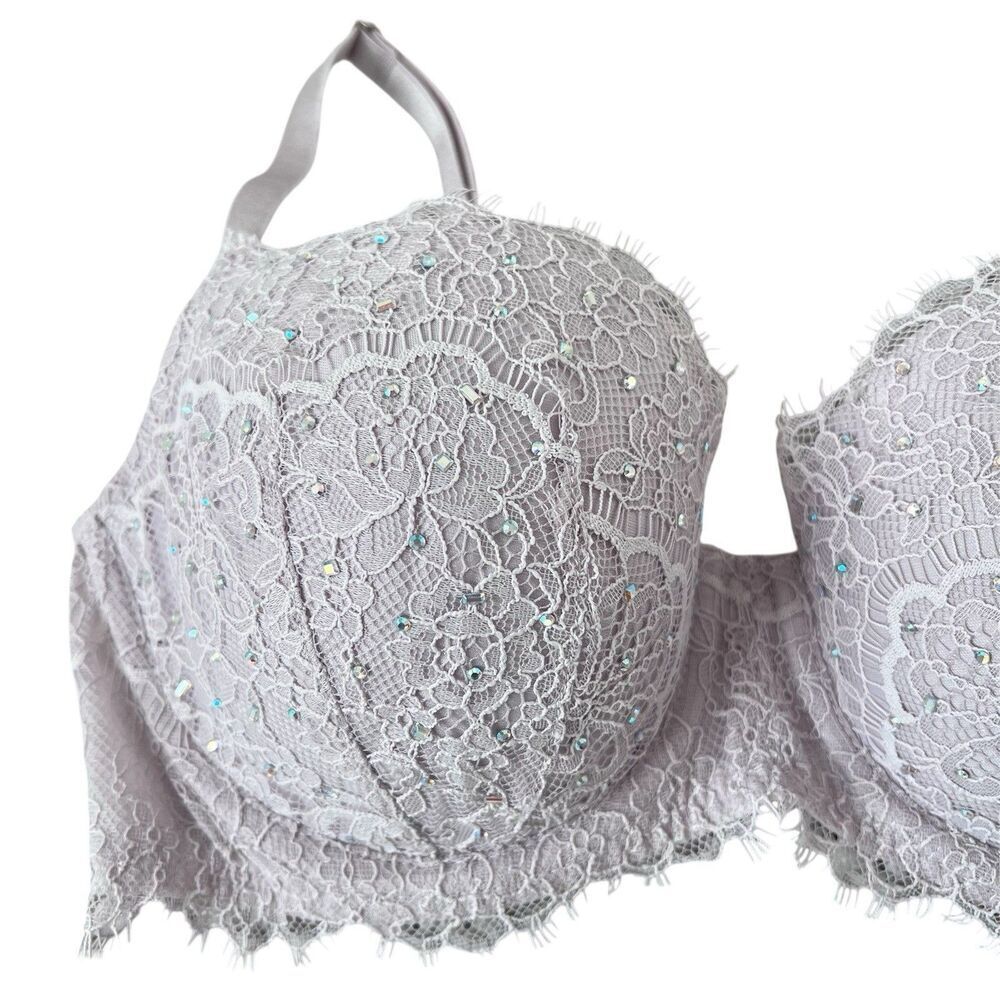 Victoria's Secret Dream Angels Push Up Bra 32DD NEW Lace Rhinestone - Picture 5 of 6